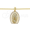 Collares con Dije 04.106.0043.1.20 Oro Laminado, Diseño de Guadalupe, Pulido, Tono Dorado (Grosor 02 MM, 20 Pulgadas de Largo)