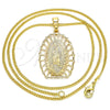Collares con Dije 04.106.0043.1.20 Oro Laminado, Diseño de Guadalupe, Pulido, Tono Dorado (Grosor 02 MM, 20 Pulgadas de Largo)