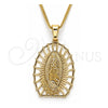 Collares con Dije 04.106.0043.1.20 Oro Laminado, Diseño de Guadalupe, Pulido, Tono Dorado (Grosor 02 MM, 20 Pulgadas de Largo)