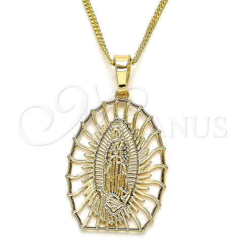 Collares con Dije 04.106.0043.1.20 Oro Laminado, Diseño de Guadalupe, Pulido, Tono Dorado (02 MM Thickness, 20 Inches Length)