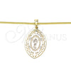 Collares con Dije 04.106.0046.20 Oro Laminado, Diseño de Divino Niño , Pulido, Tres Tonos (Grosor 02 MM, 20 Pulgadas de Largo)