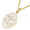 Collares con Dije 04.106.0046.20 Oro Laminado, Diseño de Divino Niño , Pulido, Tres Tonos (Grosor 02 MM, 20 Pulgadas de Largo)