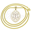 Collares con Dije 04.106.0046.20 Oro Laminado, Diseño de Divino Niño , Pulido, Tres Tonos (Grosor 02 MM, 20 Pulgadas de Largo)