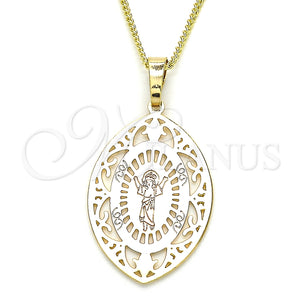 Collares con Dije 04.106.0046.20 Oro Laminado, Diseño de Divino Niño , Pulido, Tres Tonos (02 MM Thickness, 20 Inches Length)