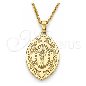 Collares con Dije 04.106.0046.1.20 Oro Laminado, Diseño de Divino Niño , Pulido, Tono Dorado (02 MM Thickness, 20 Inches Length)