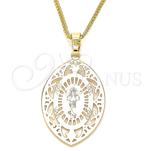 Collares con Dije 04.106.0046.1.20 Oro Laminado, Diseño de Divino Niño , Pulido, Tono Dorado (02 MM Thickness, 20 Inches Length)