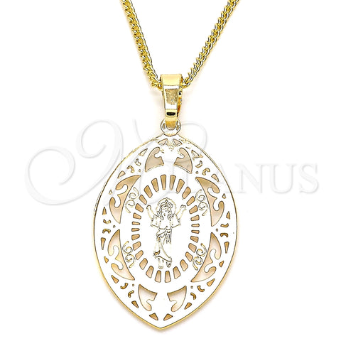 Collares con Dije 04.106.0046.1.20 Oro Laminado, Diseño de Divino Niño , Pulido, Tono Dorado (02 MM Thickness, 20 Inches Length)