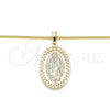 Collares con Dije 04.106.0047.1.20 Oro Laminado, Diseño de Guadalupe, Pulido, Tono Dorado (02 MM Thickness, 20 Inches Length)