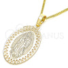 Collares con Dije 04.106.0047.1.20 Oro Laminado, Diseño de Guadalupe, Pulido, Tono Dorado (02 MM Thickness, 20 Inches Length)