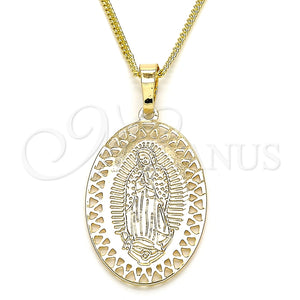 Collares con Dije 04.106.0047.1.20 Oro Laminado, Diseño de Guadalupe, Pulido, Tono Dorado (02 MM Thickness, 20 Inches Length)