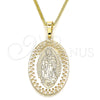 Collares con Dije 04.106.0047.1.20 Oro Laminado, Diseño de Guadalupe, Pulido, Tono Dorado (02 MM Thickness, 20 Inches Length)