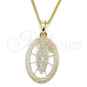 Collares con Dije 04.106.0050.1.20 Oro Laminado, Diseño de Guadalupe, Pulido, Tono Dorado (02 MM Thickness, 20 Inches Length)