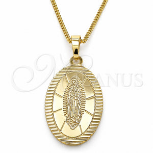 Collares con Dije 04.106.0050.1.20 Oro Laminado, Diseño de Guadalupe, Pulido, Tono Dorado (02 MM Thickness, 20 Inches Length)