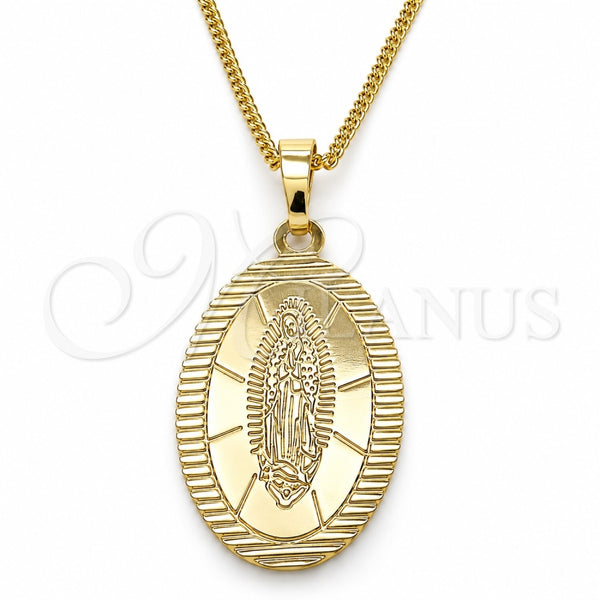 Collares con Dije 04.106.0050.1.20 Oro Laminado, Diseño de Guadalupe, Pulido, Tono Dorado (02 MM Thickness, 20 Inches Length)