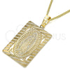 Collares con Dije 04.106.0055.1.20 Oro Laminado, Diseño de Guadalupe, Pulido, Tono Dorado (02 MM Thickness, 20 Inches Length)