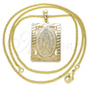Collares con Dije 04.106.0055.1.20 Oro Laminado, Diseño de Guadalupe, Pulido, Tono Dorado (02 MM Thickness, 20 Inches Length)