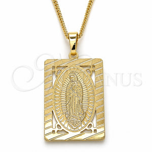 Collares con Dije 04.106.0055.1.20 Oro Laminado, Diseño de Guadalupe, Pulido, Tono Dorado (02 MM Thickness, 20 Inches Length)