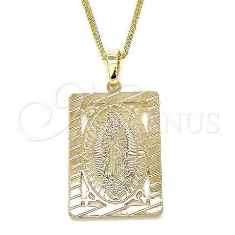 Collares con Dije 04.106.0055.1.20 Oro Laminado, Diseño de Guadalupe, Pulido, Tono Dorado (02 MM Thickness, 20 Inches Length)