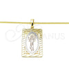 Collares con Dije 04.106.0056.20 Oro Laminado, Diseño de Divino Niño , Pulido, Tres Tonos (Grosor 02 MM, 20 Pulgadas de Largo)