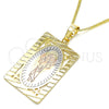 Collares con Dije 04.106.0056.20 Oro Laminado, Diseño de Divino Niño , Pulido, Tres Tonos (Grosor 02 MM, 20 Pulgadas de Largo)