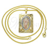 Collares con Dije 04.106.0056.20 Oro Laminado, Diseño de Divino Niño , Pulido, Tres Tonos (Grosor 02 MM, 20 Pulgadas de Largo)