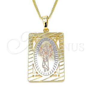 Collares con Dije 04.106.0056.20 Oro Laminado, Diseño de Divino Niño , Pulido, Tres Tonos (02 MM Thickness, 20 Inches Length)