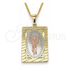 Collares con Dije 04.106.0056.20 Oro Laminado, Diseño de Divino Niño , Pulido, Tres Tonos (Grosor 02 MM, 20 Pulgadas de Largo)