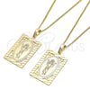 Collares con Dije 04.106.0056.20 Oro Laminado, Diseño de Divino Niño , Pulido, Tres Tonos (Grosor 02 MM, 20 Pulgadas de Largo)