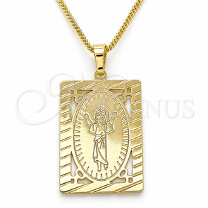 Collares con Dije 04.106.0056.1.20 Oro Laminado, Diseño de Divino Niño , Pulido, Tono Dorado (02 MM Thickness, 20 Inches Length)
