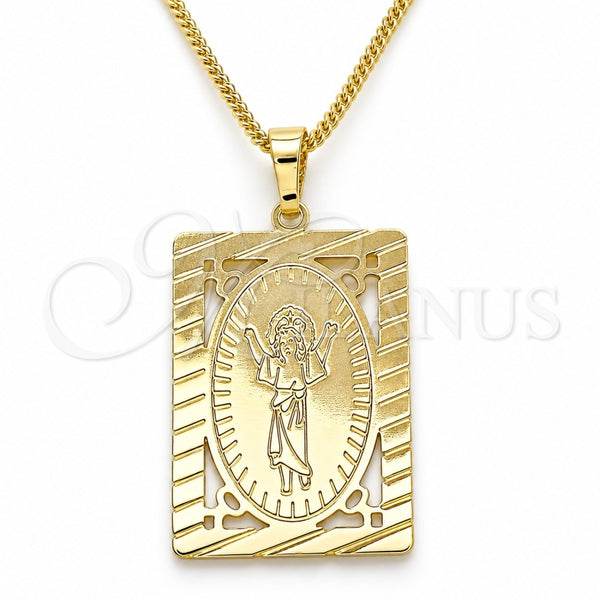 Collares con Dije 04.106.0056.1.20 Oro Laminado, Diseño de Divino Niño , Pulido, Tono Dorado (02 MM Thickness, 20 Inches Length)