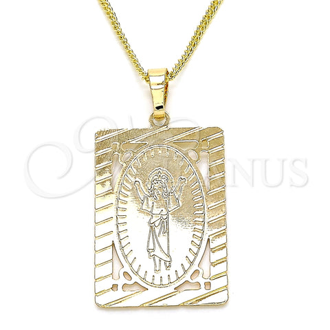 Collares con Dije 04.106.0056.1.20 Oro Laminado, Diseño de Divino Niño , Pulido, Tono Dorado (02 MM Thickness, 20 Inches Length)
