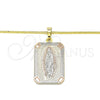 Collares con Dije 04.106.0057.20 Oro Laminado, Diseño de Guadalupe, Pulido, Tres Tonos (Grosor 02 MM, 20 Pulgadas de Largo)