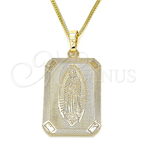 Collares con Dije 04.106.0057.1.20 Oro Laminado, Diseño de Guadalupe, Pulido, Tono Dorado (02 MM Thickness, 20 Inches Length)