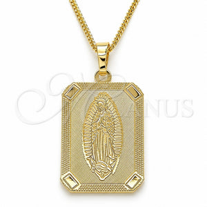 Collares con Dije 04.106.0057.1.20 Oro Laminado, Diseño de Guadalupe, Pulido, Tono Dorado (02 MM Thickness, 20 Inches Length)
