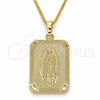 Collares con Dije 04.106.0057.1.20 Oro Laminado, Diseño de Guadalupe, Pulido, Tono Dorado (02 MM Thickness, 20 Inches Length)