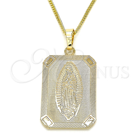 Collares con Dije 04.106.0057.1.20 Oro Laminado, Diseño de Guadalupe, Pulido, Tono Dorado (02 MM Thickness, 20 Inches Length)