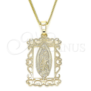 Collares con Dije 04.106.0058.1.20 Oro Laminado, Diseño de Guadalupe, Pulido, Tono Dorado (02 MM Thickness, 20 Inches Length)