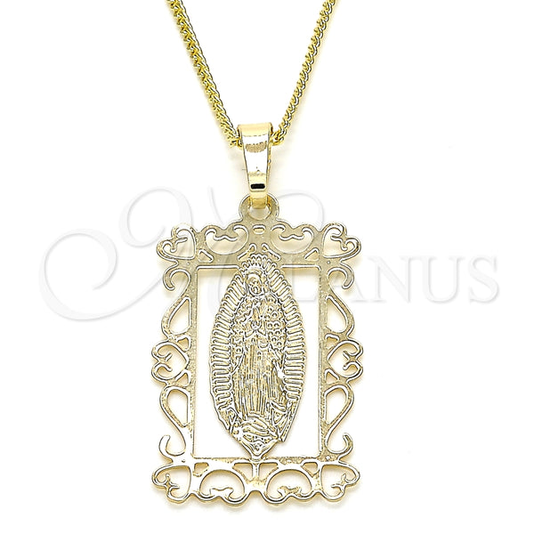 Collares con Dije 04.106.0058.1.20 Oro Laminado, Diseño de Guadalupe, Pulido, Tono Dorado (02 MM Thickness, 20 Inches Length)