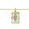 Collares con Dije 04.106.0059.20 Oro Laminado, Diseño de Divino Niño , Pulido, Tres Tonos (Grosor 02 MM, 20 Pulgadas de Largo)