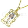 Collares con Dije 04.106.0059.20 Oro Laminado, Diseño de Divino Niño , Pulido, Tres Tonos (Grosor 02 MM, 20 Pulgadas de Largo)