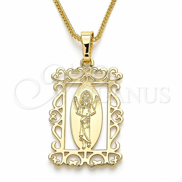 Collares con Dije 04.106.0059.1.20 Oro Laminado, Diseño de Divino Niño , Pulido, Tono Dorado (02 MM Thickness, 20 Inches Length)
