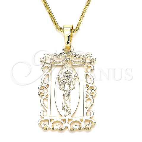 Collares con Dije 04.106.0059.1.20 Oro Laminado, Diseño de Divino Niño , Pulido, Tono Dorado (02 MM Thickness, 20 Inches Length)
