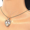 Collares con Dije 04.106.0060.20 Oro Laminado, Diseño de Corazón y Pajaro, Pulido, Tres Tonos (02 MM Thickness, 20 Inches Length)