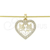 Collares con Dije 04.106.0060.1.20 Oro Laminado, Diseño de Corazón y Pajaro, Pulido, Tono Dorado (02 MM Thickness, 20 Inches Length)