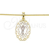Collares con Dije 04.106.0053.20 Oro Laminado, Diseño de Divino Niño , Pulido, Tres Tonos (Grosor 02 MM, 20 Pulgadas de Largo)