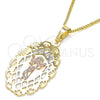 Collares con Dije 04.106.0053.20 Oro Laminado, Diseño de Divino Niño , Pulido, Tres Tonos (Grosor 02 MM, 20 Pulgadas de Largo)