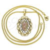 Collares con Dije 04.106.0053.20 Oro Laminado, Diseño de Divino Niño , Pulido, Tres Tonos (Grosor 02 MM, 20 Pulgadas de Largo)