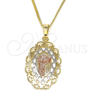 Collares con Dije 04.106.0053.20 Oro Laminado, Diseño de Divino Niño , Pulido, Tres Tonos (02 MM Thickness, 20 Inches Length)
