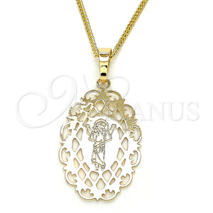 Collares con Dije 04.106.0053.1.20 Oro Laminado, Diseño de Divino Niño , Pulido, Tono Dorado (02 MM Thickness, 20 Inches Length)