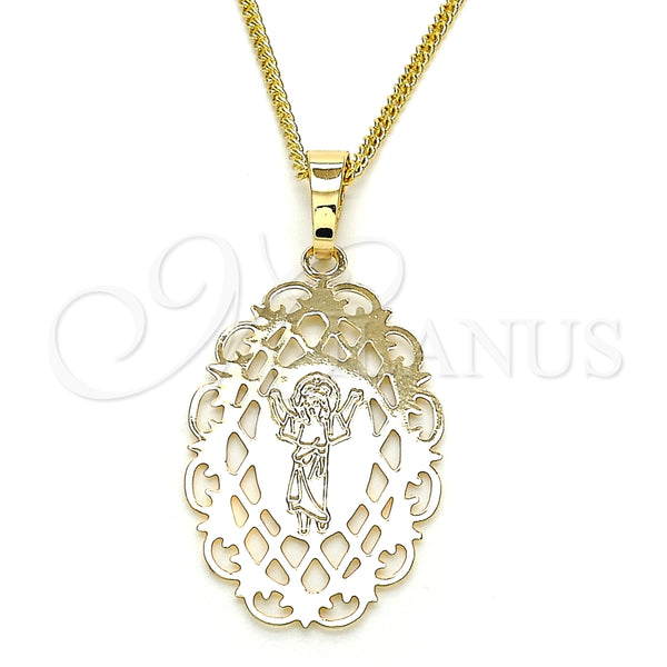Collares con Dije 04.106.0053.1.20 Oro Laminado, Diseño de Divino Niño , Pulido, Tono Dorado (02 MM Thickness, 20 Inches Length)